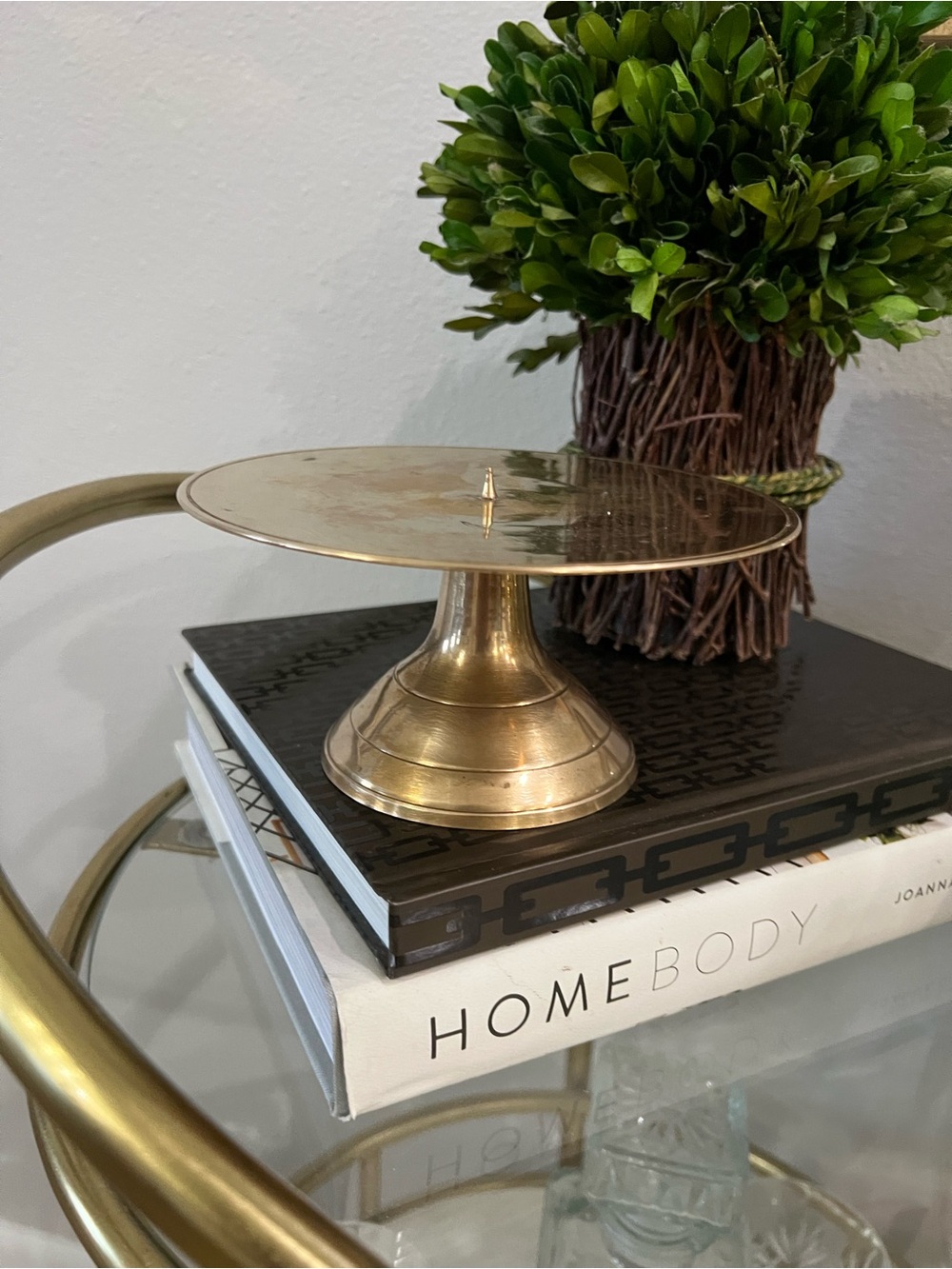 Brass Pedestal Candle Stand - Gold Finish